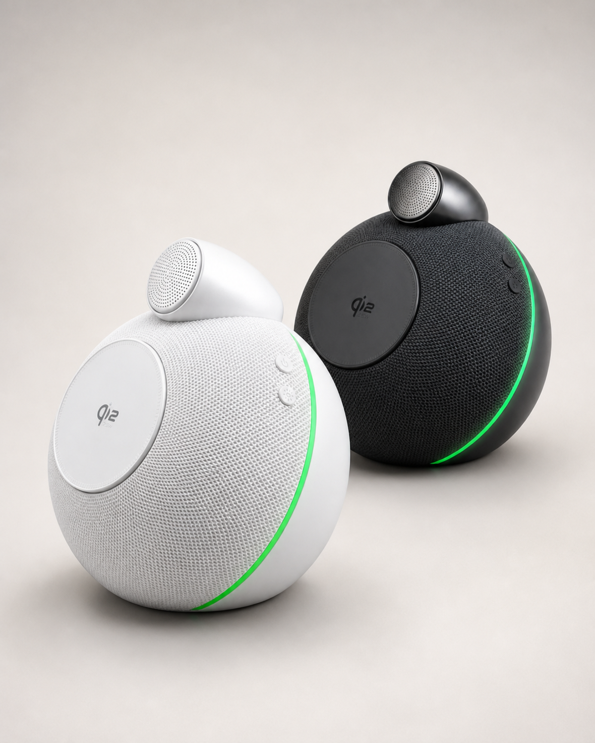 Charcoal Gray and Ivory White Sellia NK X16 charging speakers