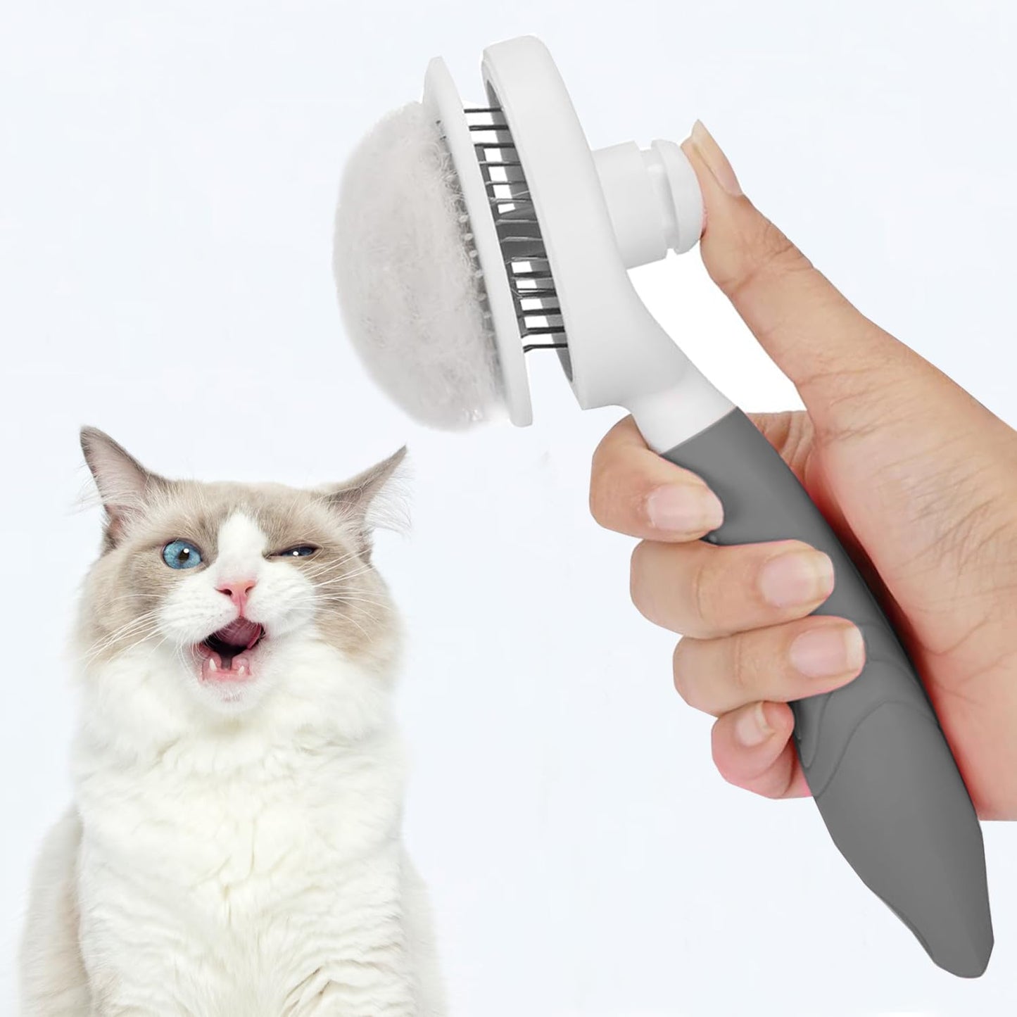 Self-Cleaning Slicker Brush – Easy Deshedding for Cats & Dogs