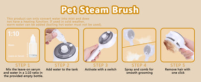 Steam Pet Grooming Brush – Soft Spray Mode