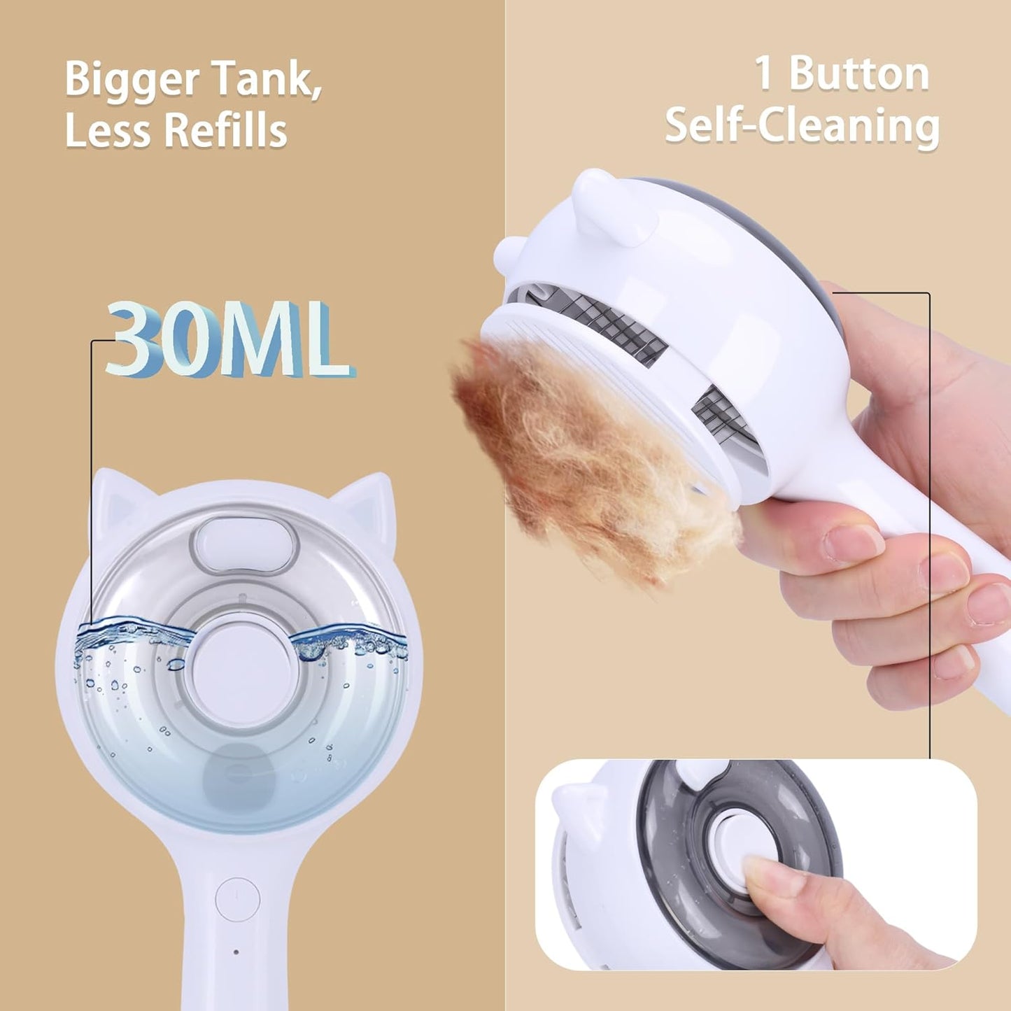 Steam Pet Grooming Brush – Soft Spray Mode