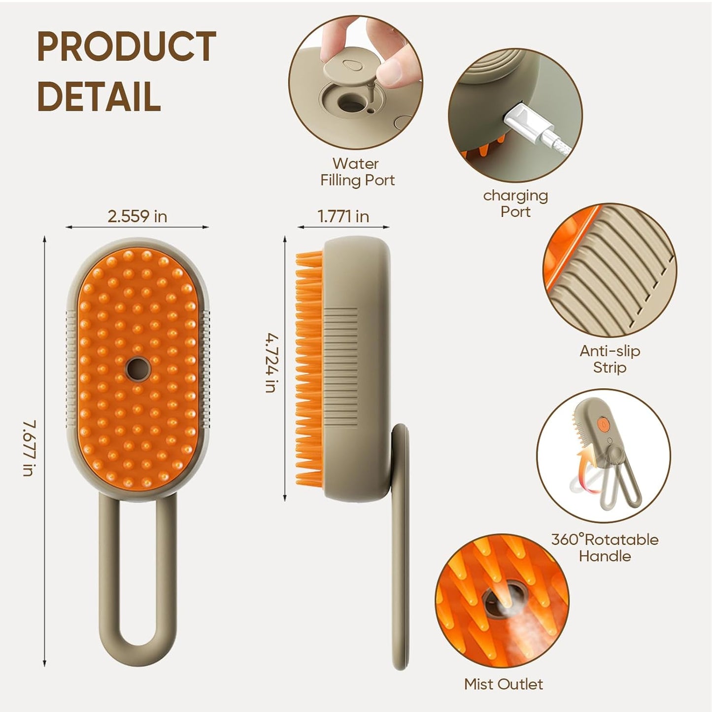 Self-Cleaning Steam Pet Grooming Brush – 4-in-1 Deshedding Tool