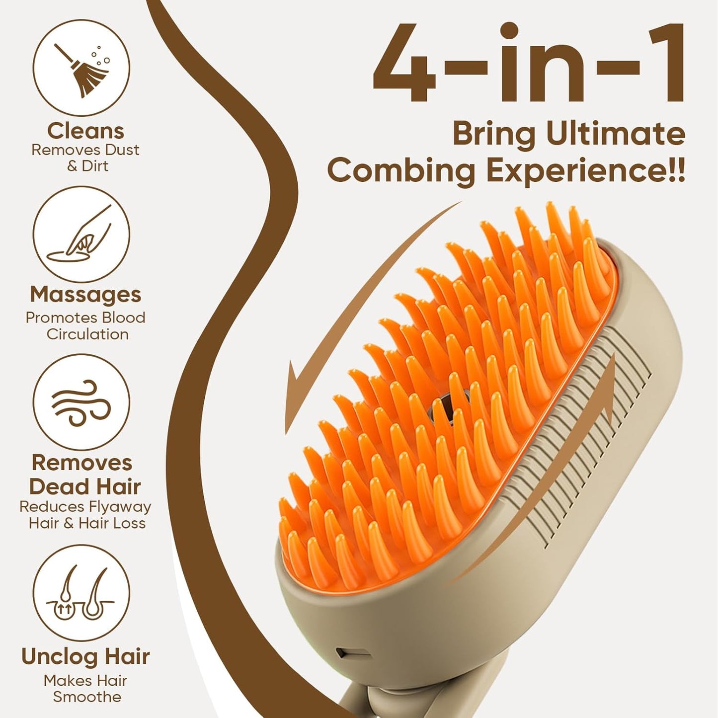 Self-Cleaning Steam Pet Grooming Brush – 4-in-1 Deshedding Tool