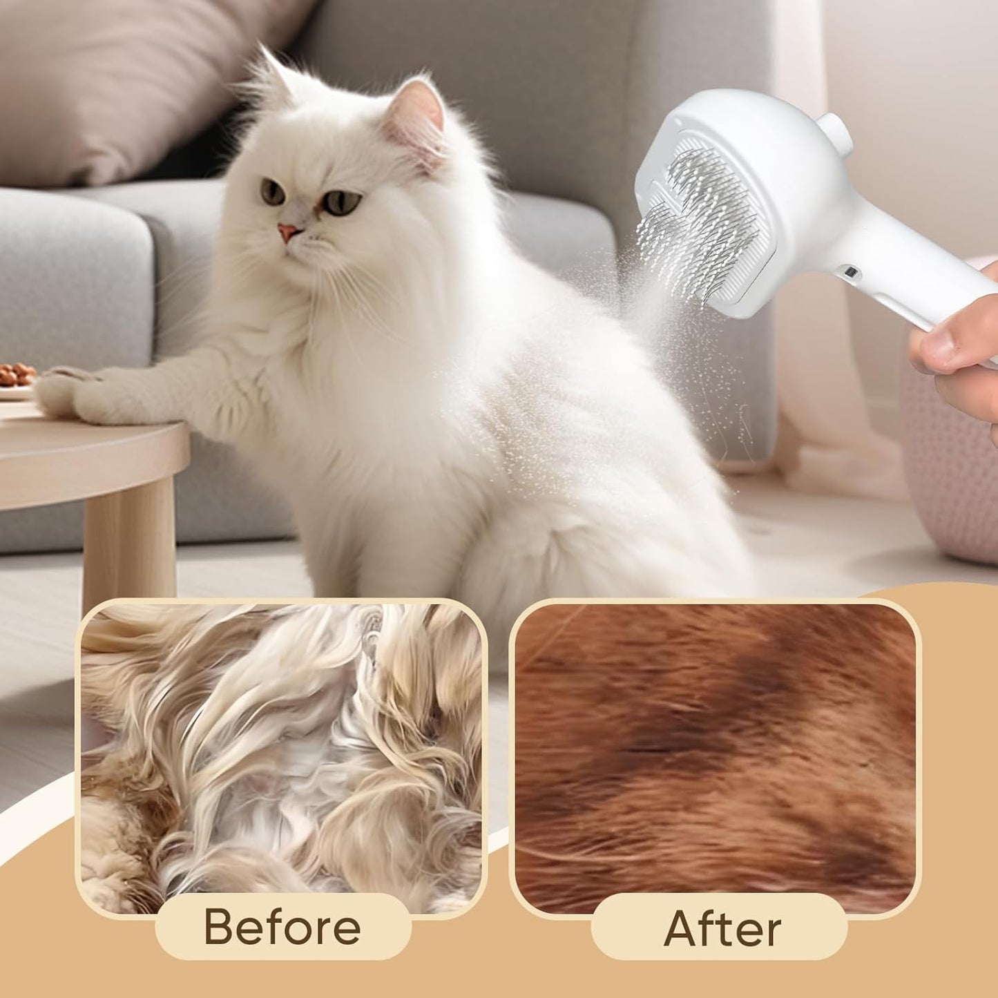 Deep Clean Steam Pet Brush – Gentle Deshedding Tool