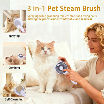 Steam Pet Grooming Brush – Soft Spray Mode