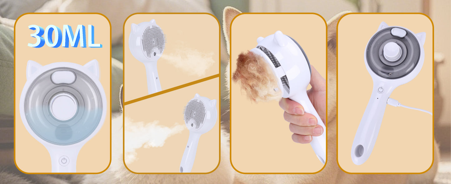 Steam Pet Grooming Brush – Soft Spray Mode