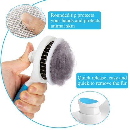 Self-Cleaning Slicker Brush – Easy Deshedding for Cats & Dogs