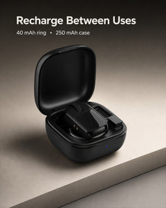 D06 Pro charging case recharges the ring mouse between uses