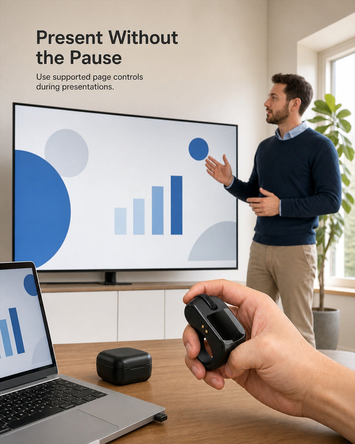 Sellia NK D06 Pro ring mouse used as a presentation remote